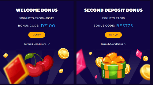 Dazard Online Casino Bonus Codes 