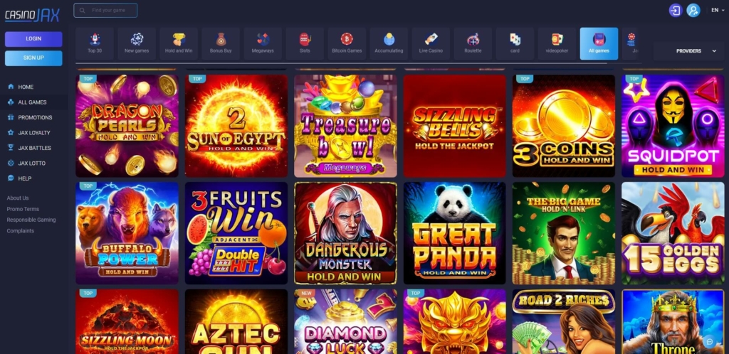 CasinoJAX Games Lobby